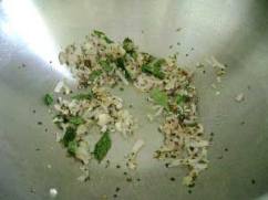 Saute whole mustard and fresh herbs