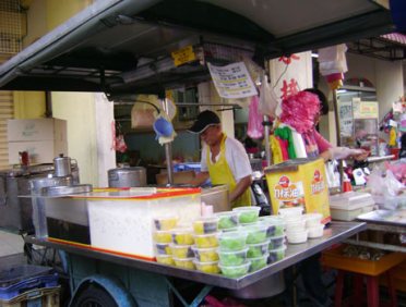 soybean seller with his goodies