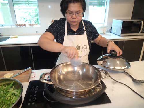 Coconut oil in the pan