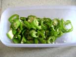 Sliced fresh green chilies