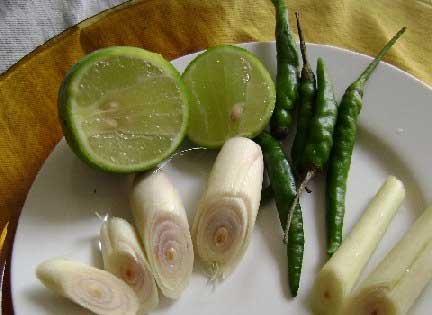 Lemongrass, lime and bird's eye chilies