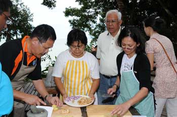 Using basic pickles ingredients in my cooking class in the Tropical Spice Gardens in Penang, Malaysia