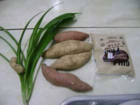 Ingredients for making sweet potato dessert